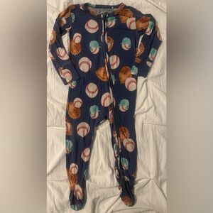 Posh Peanut Baby Boy Baseball Print Footed One-Piece Zip Sleeper 18-24M